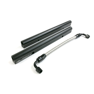 Top Street Performance Fuel Rails - TSP Velocity Billet Aluminum w/ Mid Pipe - 5.0 Coyote, Black