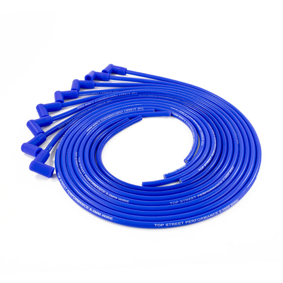 Top Street Performance Universal Ignition Wires - 8.5mm Blue, 90? Plug Boots