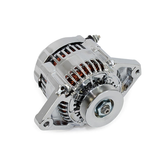 Top Street Performance Alternator - GM Mini Denso Style Race V-Belt 90 Amps, Chrome