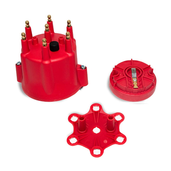 Top Street Performance Pro Series Distributor Cap and Rotor Kit - 6 Cylinder Male, Red