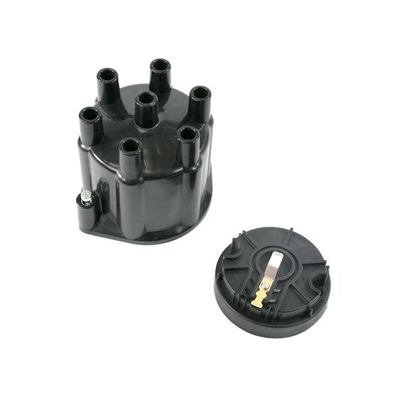 Top Street Performance Pro Series Distributor Cap and Rotor Kit - 6 Cylinder Female, Black