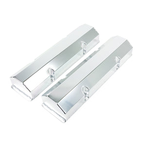 Top Street Performance Valve Covers - Fab. Alum., Short Bolt w/o Holes SBC Perim., Clear Anodized