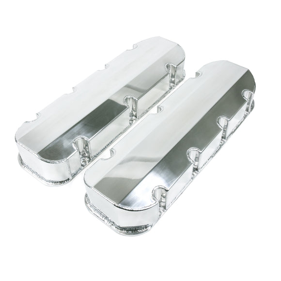 Top Street Performance Valve Covers - Fab. Alum., Short Bolt w/o Holes BBC, Polished