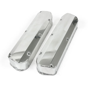 Top Street Performance Valve Covers - Fab. Alum., Long Bolt w/o Holes SBF, Polished