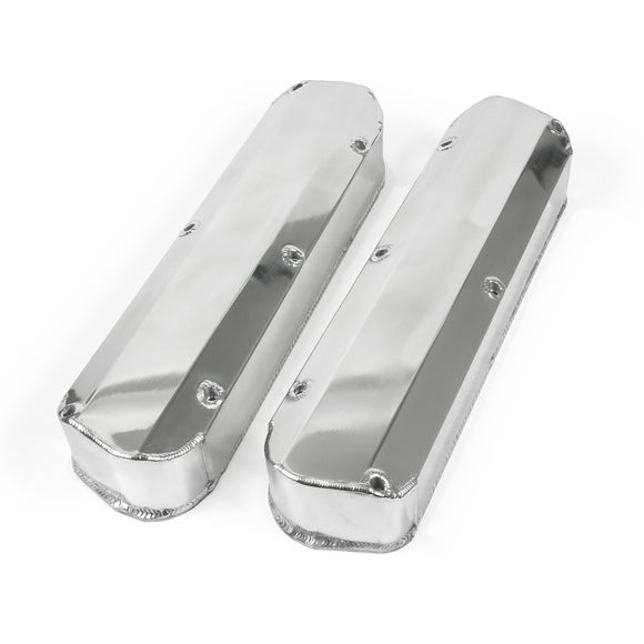 Top Street Performance Valve Covers - Fab. Alum., Long Bolt w/o Holes SBF, Polished