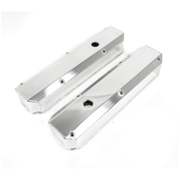 Top Street Performance Valve Covers - Fab. Alum., Long Bolt w/ Holes Chrysler SB, Polished
