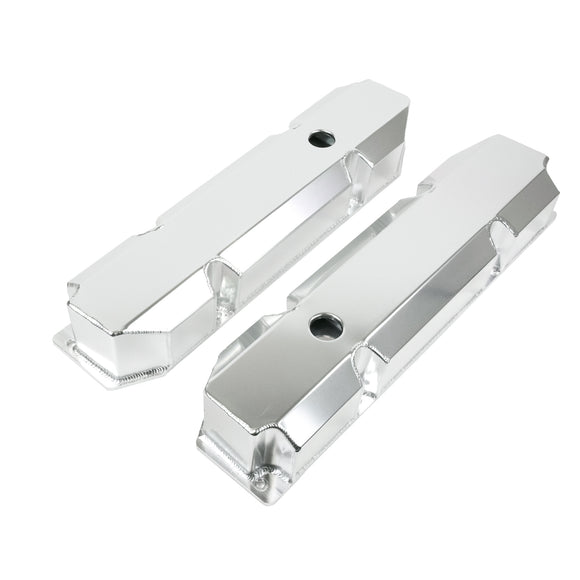 Top Street Performance Valve Covers - Fab. Alum., Short Bolt w/ Holes Chrysler BB, Clear Anodized
