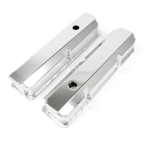 Top Street Performance Valve Covers - Fab. Alum., Short Bolt w/ Holes Ford FE, Clear Anodized