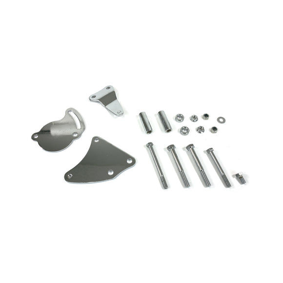 Top Street Performance Power Steering Type II Bracket - Steel SBC/BBC Short Water Pump - Chrome